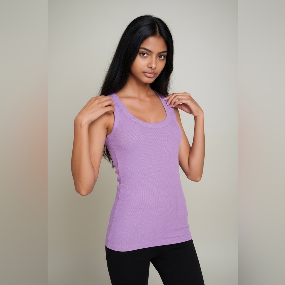 Zenana Lavender Ribbed Scoop Neck Tank Top